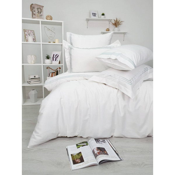 Постельное белье Tivolyo Home Line Nakisli (крем-бирюзовое), основное фото