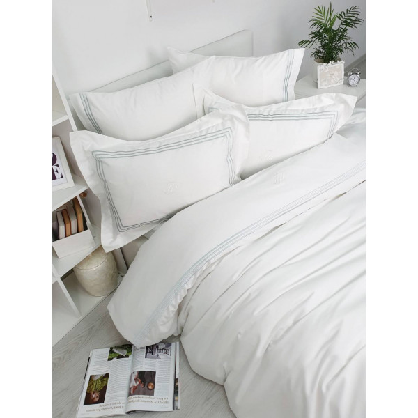 Постельное белье Tivolyo Home Line Nakisli (крем-бирюзовое), дополнительное фото